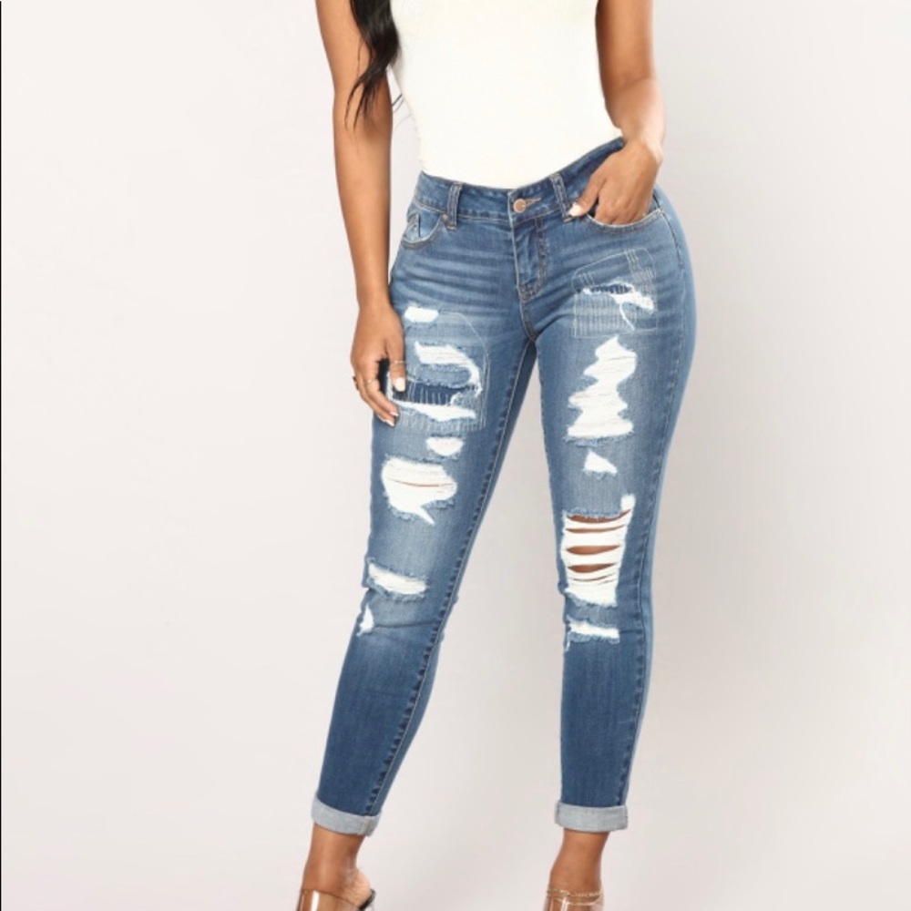 Fashion Nova distressed jeans